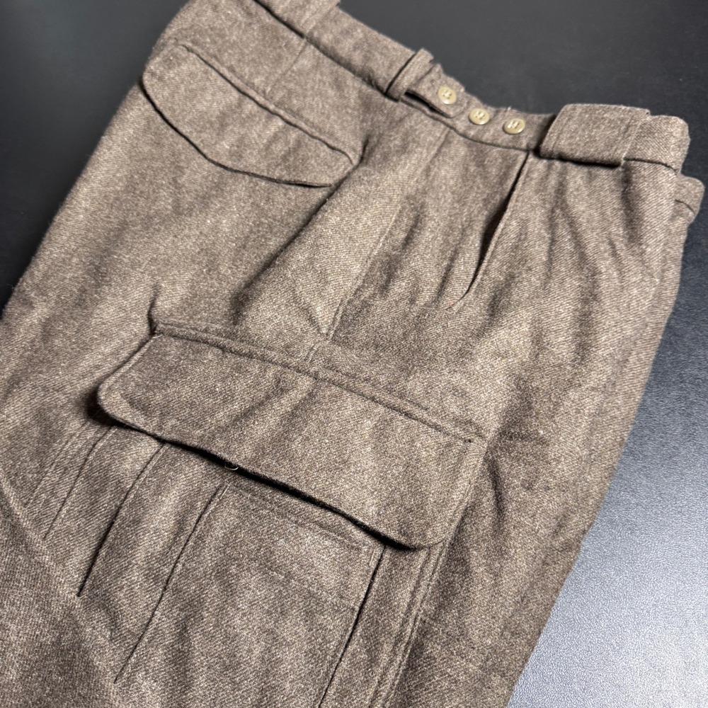 Vintage Orvis Cargo Trousers Men 38 Brown Solid Wool Vintage Hunting Pants 38x27 - Picture 2 of 6